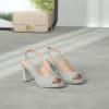DREAM PAIRS Women’s Sexy High Chunky Heels Peep Toe Platform Block Slingback Dress Pumps Shoes(Silver)