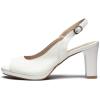 DREAM PAIRS Women’s Sexy High Chunky Heels Peep Toe Platform Block Slingback Dress Pumps Shoes(White/Pu)