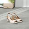 DREAM PAIRS Women’s Sexy High Chunky Heels Peep Toe Platform Block Slingback Dress Pumps Shoes(White/Pu)