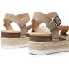 DREAM PAIRS Women’s Stylish Platform Espadrille Wedge Sandals Round Toe Summer Causal Shoes Crisscross Band Adjustable Ankle Strap Buckle(Beige/Tan)