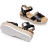 DREAM PAIRS Women’s Stylish Platform Espadrille Wedge Sandals Round Toe Summer Causal Shoes Crisscross Band Adjustable Ankle Strap Buckle(Black)