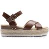 DREAM PAIRS Women’s Stylish Platform Espadrille Wedge Sandals Round Toe Summer Causal Shoes Crisscross Band Adjustable Ankle Strap Buckle(Brown)