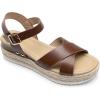 DREAM PAIRS Women’s Stylish Platform Espadrille Wedge Sandals Round Toe Summer Causal Shoes Crisscross Band Adjustable Ankle Strap Buckle(Brown)