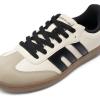 DREAM PAIRS Women’s Tennis Sneakers Walking Flat Low-Top Casual Lace-Up Comfortable Nia Fashion Sneakers Shoes(Beige Black)