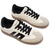 DREAM PAIRS Women’s Tennis Sneakers Walking Flat Low-Top Casual Lace-Up Comfortable Nia Fashion Sneakers Shoes(Beige Black)