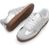 DREAM PAIRS Women’s Tennis Sneakers Walking Flat Low-Top Casual Lace-Up Comfortable Nia Fashion Sneakers Shoes(Silver Multi)