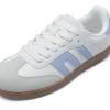DREAM PAIRS Women’s Tennis Sneakers Walking Flat Low-Top Casual Lace-Up Comfortable Nia Fashion Sneakers Shoes(White Blue)