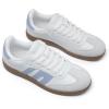 DREAM PAIRS Women’s Tennis Sneakers Walking Flat Low-Top Casual Lace-Up Comfortable Nia Fashion Sneakers Shoes(White Blue)