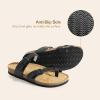 DREAM PAIRS Women’s Thong Slide Sandals with Cork Footbed Open Toe Adjustable Slip On Slippers Comfort Flat Sandals for Summer(Black)