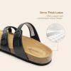DREAM PAIRS Women’s Thong Slide Sandals with Cork Footbed Open Toe Adjustable Slip On Slippers Comfort Flat Sandals for Summer(Black)