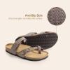 DREAM PAIRS Women’s Thong Slide Sandals with Cork Footbed Open Toe Adjustable Slip On Slippers Comfort Flat Sandals for Summer(Brown)