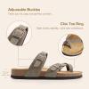 DREAM PAIRS Women’s Thong Slide Sandals with Cork Footbed Open Toe Adjustable Slip On Slippers Comfort Flat Sandals for Summer(Brown)
