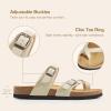 DREAM PAIRS Women’s Thong Slide Sandals with Cork Footbed Open Toe Adjustable Slip On Slippers Comfort Flat Sandals for Summer(Natural)