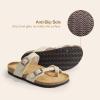DREAM PAIRS Women’s Thong Slide Sandals with Cork Footbed Open Toe Adjustable Slip On Slippers Comfort Flat Sandals for Summer(Natural)