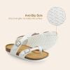 DREAM PAIRS Women’s Thong Slide Sandals with Cork Footbed Open Toe Adjustable Slip On Slippers Comfort Flat Sandals for Summer(White)