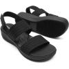 DREAM PAIRS Women’s Walking Sandals Lightweight Soft Footbed Low Wedge Comfort Indoor Outdoor Flat Sandals(All Black)