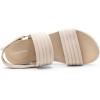 DREAM PAIRS Women’s Walking Sandals Lightweight Soft Footbed Low Wedge Comfort Indoor Outdoor Flat Sandals(Beige)