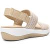 DREAM PAIRS Women’s Walking Sandals Lightweight Soft Footbed Low Wedge Comfort Indoor Outdoor Flat Sandals(Beige)