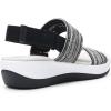 DREAM PAIRS Women’s Walking Sandals Lightweight Soft Footbed Low Wedge Comfort Indoor Outdoor Flat Sandals(Black)