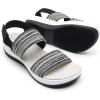 DREAM PAIRS Women’s Walking Sandals Lightweight Soft Footbed Low Wedge Comfort Indoor Outdoor Flat Sandals(Black)