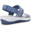DREAM PAIRS Women’s Walking Sandals Lightweight Soft Footbed Low Wedge Comfort Indoor Outdoor Flat Sandals(Blue)