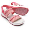 DREAM PAIRS Women’s Walking Sandals Lightweight Soft Footbed Low Wedge Comfort Indoor Outdoor Flat Sandals(Red)