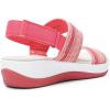 DREAM PAIRS Women’s Walking Sandals Lightweight Soft Footbed Low Wedge Comfort Indoor Outdoor Flat Sandals(Red)