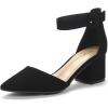 DREAM PAIRS ANNEE Pointed Toe Low Chunky Heels Pump Shoes(Black/Nubuck)