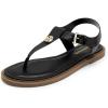 DREAM PAIRS Dressy T-Strap Flat Thong Sandals for Women Comfort Roman Gladiator Casual Summer Beach Flip Flop Shoes with Adjustable Back Ankle Strap(All Black)