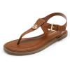 DREAM PAIRS Dressy T-Strap Flat Thong Sandals for Women Comfort Roman Gladiator Casual Summer Beach Flip Flop Shoes with Adjustable Back Ankle Strap(Brown)