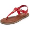 DREAM PAIRS Dressy T-Strap Flat Thong Sandals for Women Comfort Roman Gladiator Casual Summer Beach Flip Flop Shoes with Adjustable Back Ankle Strap(Red)