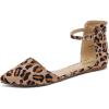 DREAM PAIRS Flapointed Women’s Casual D’Orsay Pointed Plain Ballet Comfort Soft Slip On Flats Shoes(Ankle-leopard)