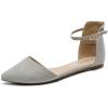 DREAM PAIRS Flapointed Women’s Casual D’Orsay Pointed Plain Ballet Comfort Soft Slip On Flats Shoes(Grey)