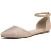 DREAM PAIRS Flapointed Women’s Casual D’Orsay Pointed Plain Ballet Comfort Soft Slip On Flats Shoes(Rose/Gold/Glitter)