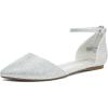 DREAM PAIRS Flapointed Women’s Casual D’Orsay Pointed Plain Ballet Comfort Soft Slip On Flats Shoes(Silver/Glitter)