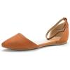 DREAM PAIRS Flapointed Women’s Casual D’Orsay Pointed Plain Ballet Comfort Soft Slip On Flats Shoes(Tan/Pu)