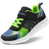 DREAM PAIRS Girls Boys Shoes Kids Tennis EZ-Ons Quicksteps School Sneakers Breathable Running Athletic Shoes(Black/Royal/Green)
