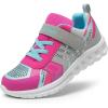 DREAM PAIRS Girls Boys Shoes Kids Tennis EZ-Ons Quicksteps School Sneakers Breathable Running Athletic Shoes(Grey/Fuchsia/Blue)