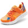 DREAM PAIRS Girls Boys Shoes Kids Tennis EZ-Ons Quicksteps School Sneakers Breathable Running Athletic Shoes(Orange/Royal Blue)