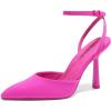 DREAM PAIRS High Heels for Women Closed Pointed Toe Dress Shoes for Women Ankle Strap Stiletto Heel Party Wedding Sexy Pump Shoes(Hot Pink)