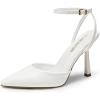 DREAM PAIRS High Heels for Women Closed Pointed Toe Dress Shoes for Women Ankle Strap Stiletto Heel Party Wedding Sexy Pump Shoes(White-pu)