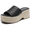 DREAM PAIRS Platform Espadrille Sandals for Women Wedges Slides Slip on Bohemia Sandals Flatform Open Toe Beach Sandals Dressy Outdoor Summer Shoes(Black)