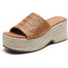 DREAM PAIRS Platform Espadrille Sandals for Women Wedges Slides Slip on Bohemia Sandals Flatform Open Toe Beach Sandals Dressy Outdoor Summer Shoes(Brown)