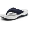 DREAM PAIRS Platform Flip Flops for Women Cushioned Thong Sandals with Soft Eva Foam Insole Lightweight Lycra fabric Comfort Dressy Slides Slippers for Summer Beach(Navy)
