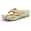 DREAM PAIRS Platform Flip Flops for Women Cushioned Thong Sandals with Soft Eva Foam Insole Lightweight Lycra fabric Comfort Dressy Slides Slippers for Summer Beach(Beige)