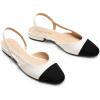 DREAM PAIRS Slingback Ballet Flats for Women Square Cap Toe Low Heel Dress Shoes Comfortable Work Flats for Office Party Wedding Business Casual(White)