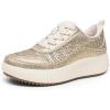 DREAM PAIRS Women Chunky City Tweed Comfortable Casual Platform Fashion Sneaker(Gold)