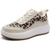DREAM PAIRS Women Chunky City Tweed Comfortable Casual Platform Fashion Sneaker(Leopard)