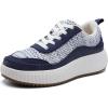 DREAM PAIRS Women Chunky City Tweed Comfortable Casual Platform Fashion Sneaker(Navy)