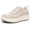DREAM PAIRS Women Chunky City Tweed Comfortable Casual Platform Fashion Sneaker(Sandstone-knit)
